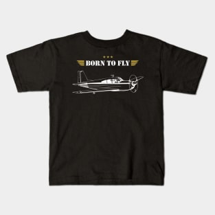 BORN TO FLY Plane Pilot - single airplane Kids T-Shirt